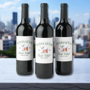 Classy Cocktails Green & Red Girl's Club Wine Label