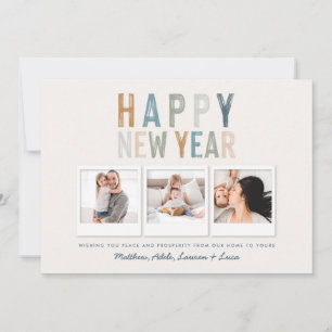 Classy colorful multi photo new years card