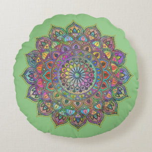 Classy Colorfully Mandala India Style 1 Round Cushion