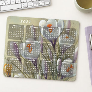 Classy Colourful Elegant Floral 2027 Calendar Mouse Pad