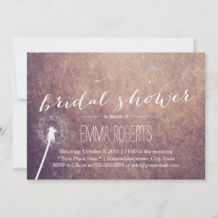 Classy Colourful Grunge Dandelion Bridal Shower Invitation