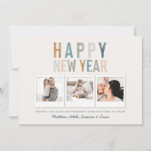 Classy colourful multi photo new years card