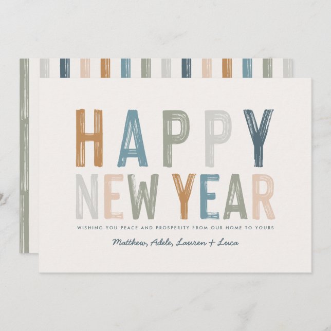 Classy colourful new years card (Front/Back)