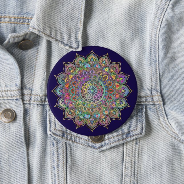 Classy Colourfully Mandala India Style 1 10 Cm Round Badge (In Situ)
