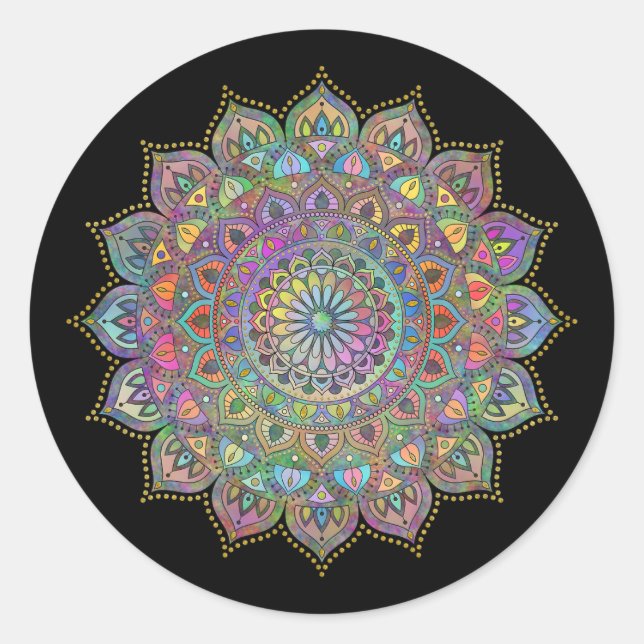 Classy Colourfully Mandala India Style 1 Classic Round Sticker (Front)