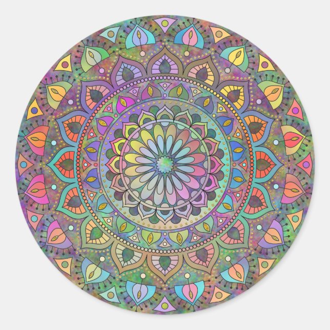 Classy Colourfully Mandala India Style 1 Classic Round Sticker (Front)