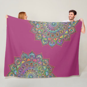 Classy Colourfully Mandala India Style 1 Fleece Blanket