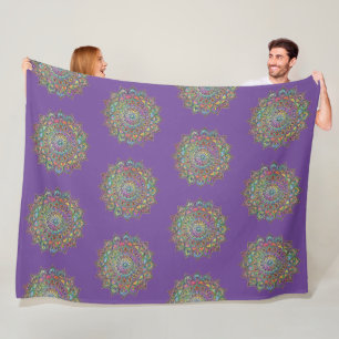 Classy Colourfully Mandala India Style 1 Fleece Blanket