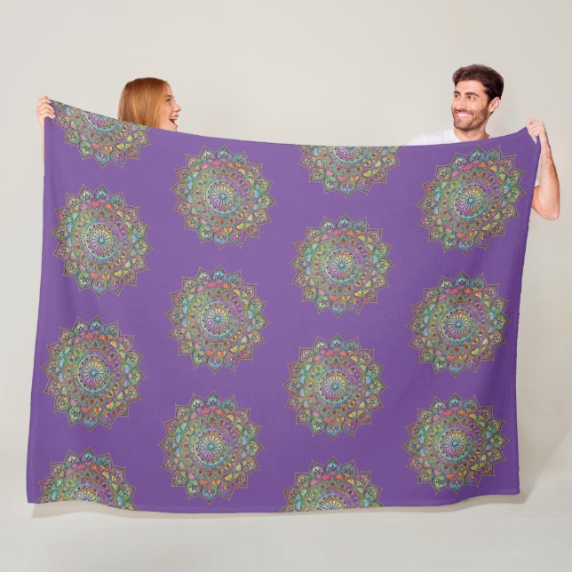 Classy Colourfully Mandala India Style 1 Fleece Blanket (In Situ)
