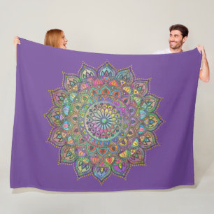 Classy Colourfully Mandala India Style 1 Fleece Blanket