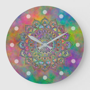 Classy Colourfully Mandala India Style 1 Large Clock