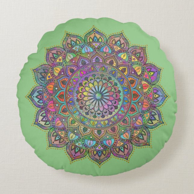 Classy Colourfully Mandala India Style 1 Round Cushion (Front)