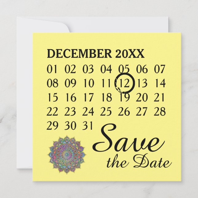 Classy Colourfully Mandala India Style 1 Save The Date (Front)