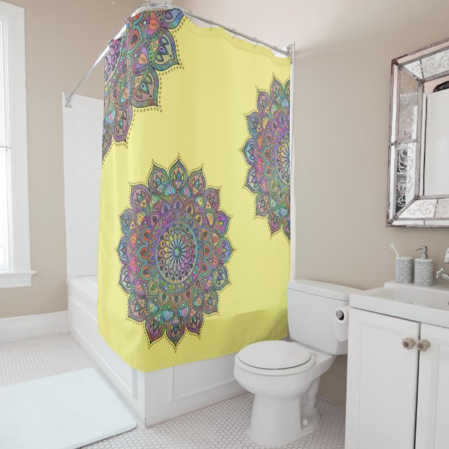 Classy Colourfully Mandala India Style 1 Shower Curtain (In Situ)