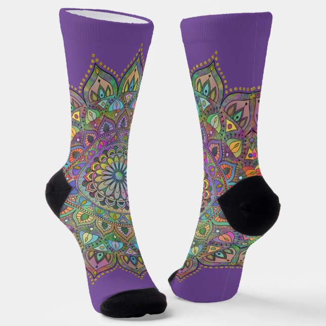 Classy Colourfully Mandala India Style 1 Socks (Angled)