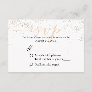Classy Confetti Dots Script Wedding RSVP Card