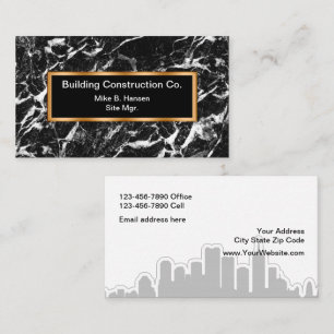 Classy Construction Marble Background Business Card