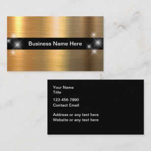 Classy Cool Gold Tone Glossy Business Cards 