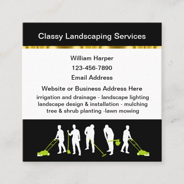 Classy Cool Landscaping Business Cards Template (Front)