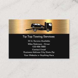 Classy Cool Metallic Towing Service Business Cards