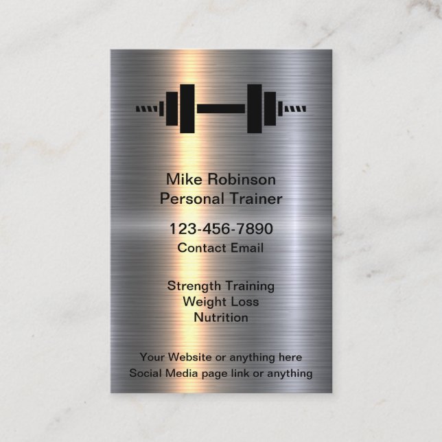 Classy Cool Personal Trainer Business Cards (Front)