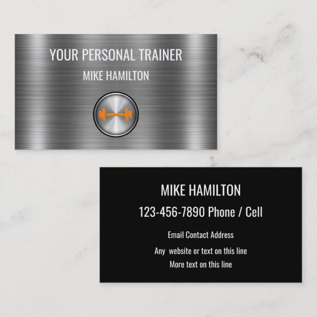 Classy Cool Personal Trainer Theme Business Card (Front/Back)