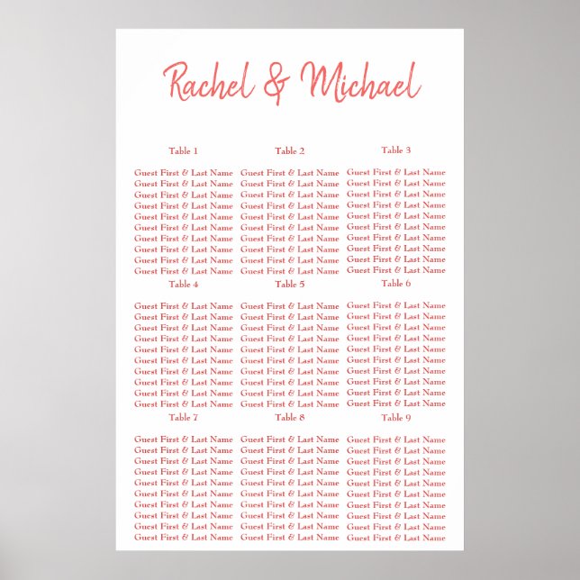 Classy Coral and White Poster (Front)