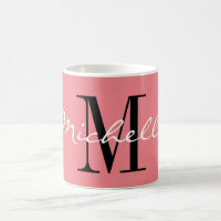 Classy coral pink and white custom name monogram