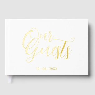 Classy Couple Initials Wedding Date Year Gold Guest Book
