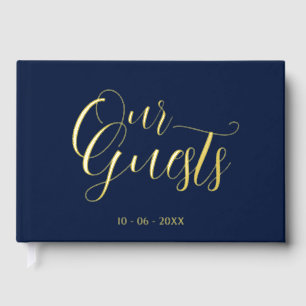Classy Couple Initials Wedding Date Year Gold Guest Book