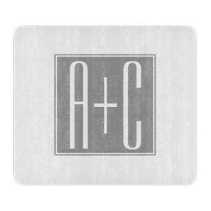 Classy Couples Initails   White & Grey Cutting Board
