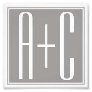 Classy Couples Initails   White & Grey Photo Print