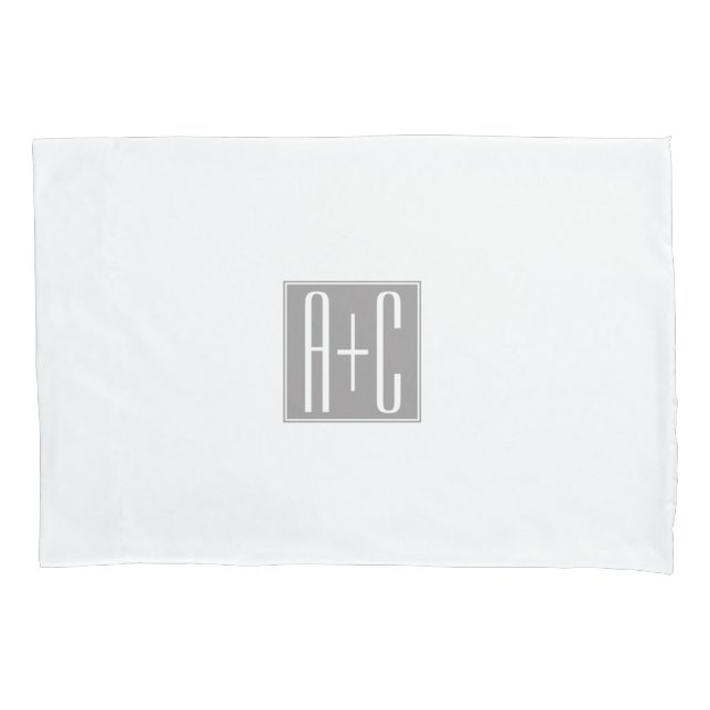 Classy Couples Initails | White & Grey Pillowcase (Front)
