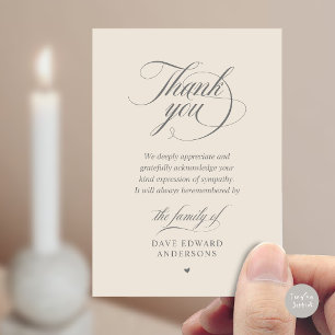 Classy Cream Grey Funeral Memorial Sympathy Card