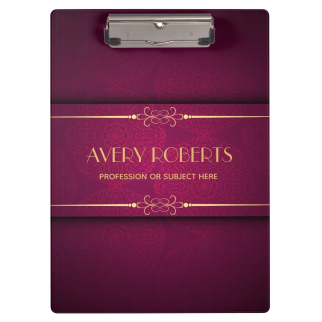 Classy crimson mandala Elegant Professional Clipboard (Front)