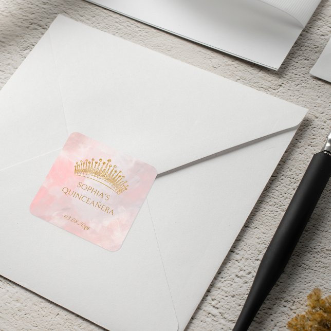 Classy Crown Pink Quinceanera Custom Envelope Seal (Classy Crown Pink Quinceanera Custom Envelope Seal)