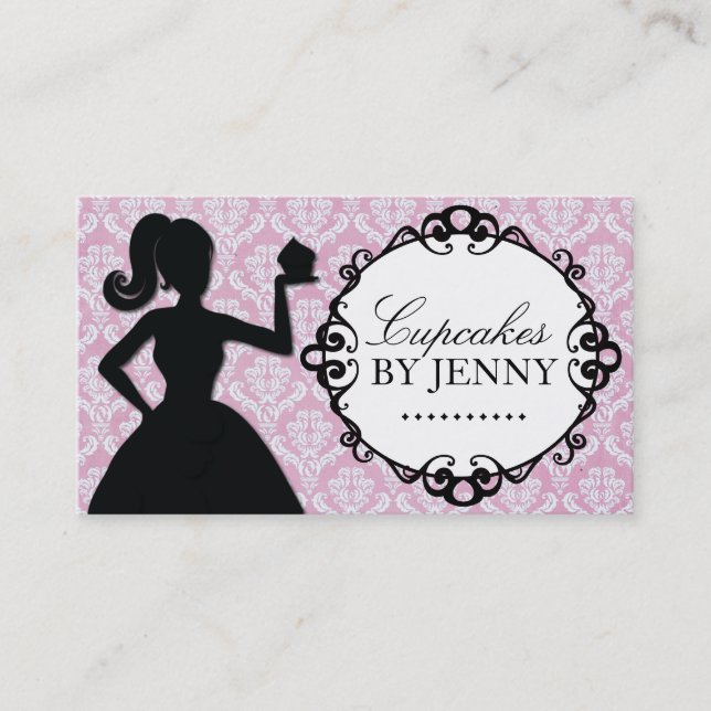 Classy Cupcake Silhouette Business Cards (Front)