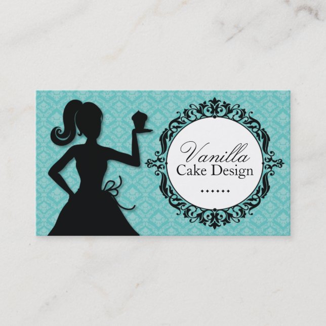 Classy Cupcake Silhouette Business Cards (Front)
