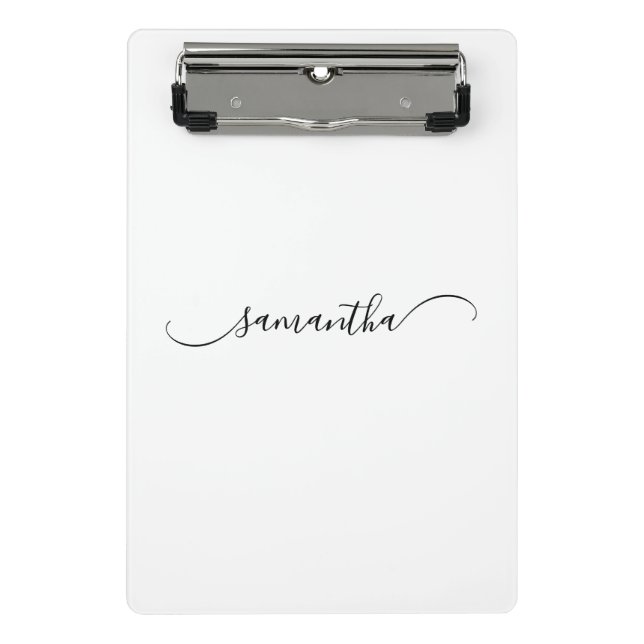 Classy Curved Swash Signature Name Mini Clipboard (Front)