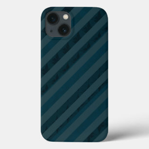 Classy Custom Dark Aqua & Navy Blue - Stripes iPhone 13 Case