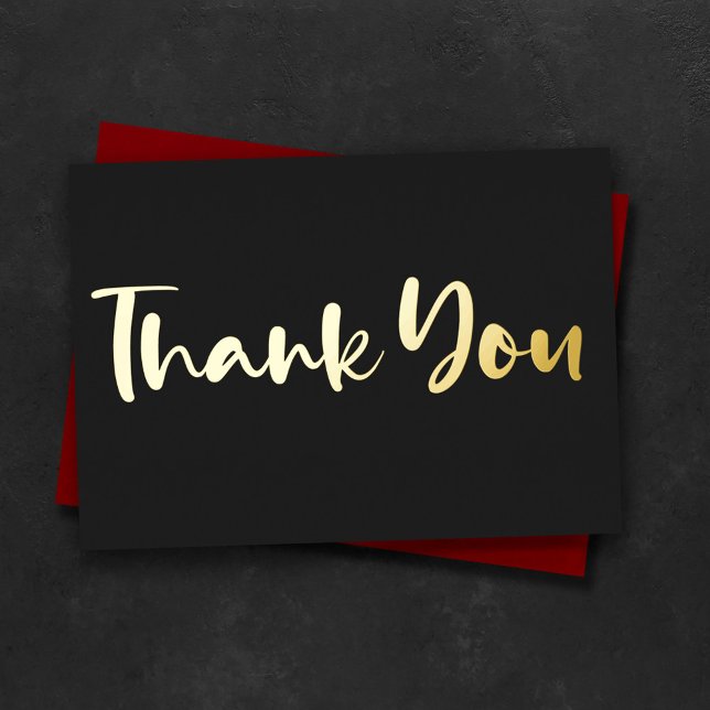  Classy Custom Minimal Modern Chic Black Thank You Foil Holiday Card (Creator Uploaded)