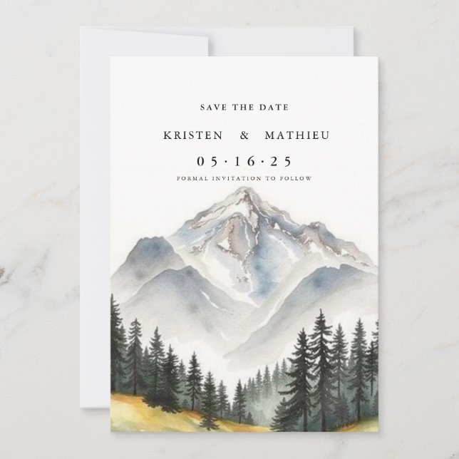 Classy Custom Mountain Save The Date (Front)