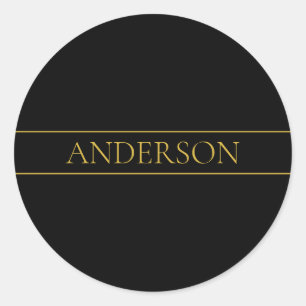 Classy Customisable Gold Text & Lines Classic Round Sticker