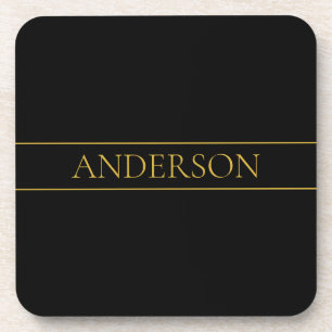 Classy Customisable Gold Text & Lines Coaster