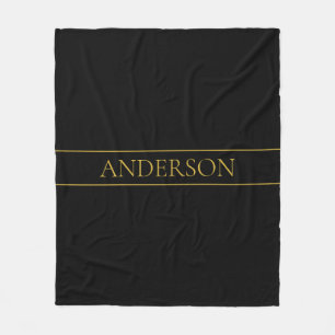 Classy Customisable Gold Text & Lines Fleece Blanket