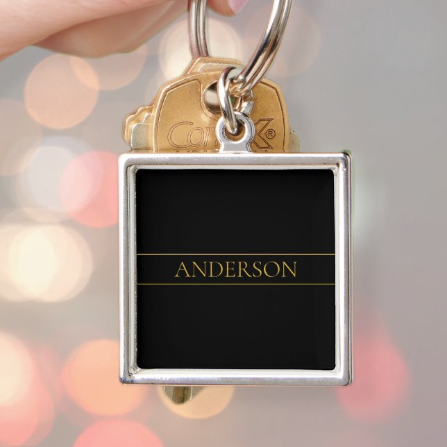 Classy Customisable Gold Text & Lines Key Ring (Creator Uploaded)