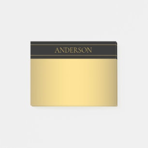 Classy Customisable Gold Text & Lines Post-it Notes