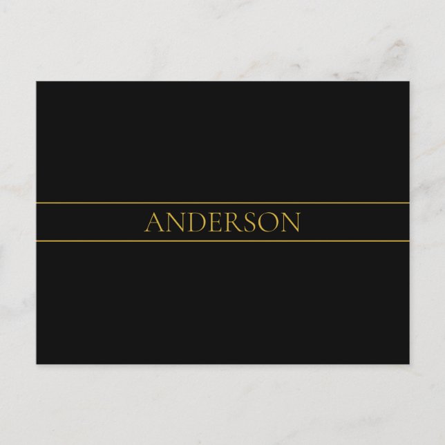 Classy Customisable Gold Text & Lines Postcard (Front)