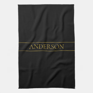 Classy Customisable Gold Text & Lines Tea Towel