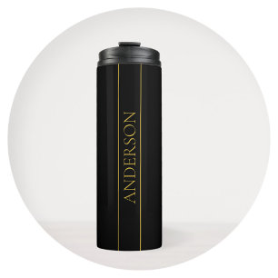 Classy Customisable Gold Text & Lines Thermal Tumbler